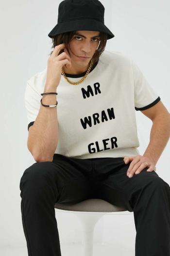Bavlněné tričko Wrangler X Leon Bridges béžová barva, s potiskem