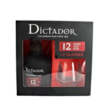 Dictador 12y 40% 0,7l dárkové balení + 2 skleničky