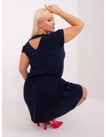 Dámské šaty s elastickým pasem plus size ZEJ námořnicky modré