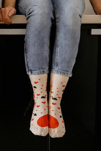 Béžové vzorované ponožky Láska
