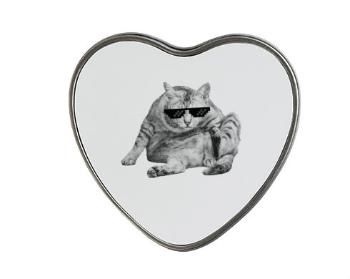 Plechová krabička srdce Drsná kočka