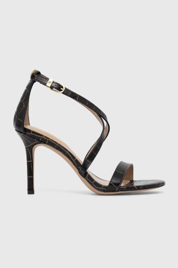 Kožené sandály Lauren Ralph Lauren Goldfoile černá barva