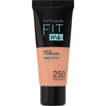 Maybelline Fit Me! Matte + Poreless 30 ml make-up pro ženy 250 Sun Beige na problematickou pleť s akné