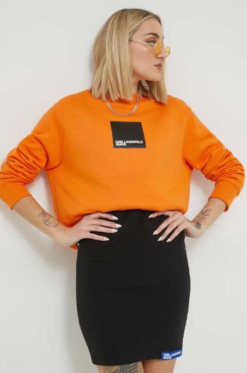 Mikina Karl Lagerfeld Jeans dámská, oranžová barva, s potiskem