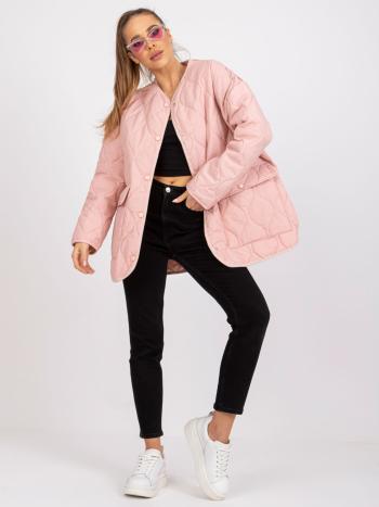 PUDROVÁ PROŠÍVANÁ DELŠÍ BUNDA CALLIE RV-KR-001.95P-POWDER PINK Velikost: L/XL