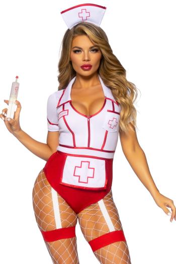 Červeno-bílý sexy halloweenský kostým Nurse Feelgood 87086