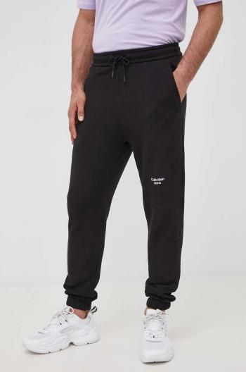 Bavlněné kalhoty Calvin Klein Jeans pánské, černá barva, hladké