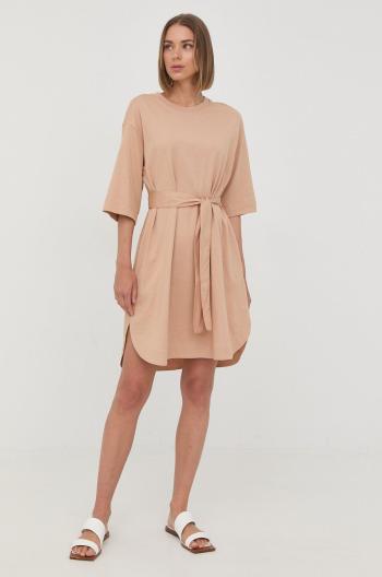 Bavlněné šaty Marella béžová barva, mini, oversize