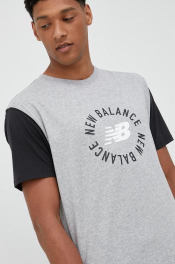 Tričko New Balance šedá barva