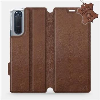 Flipové pouzdro na mobil Sony Xperia 5 II - Hnědé - kožené -  Brown Leather (5903516399970)