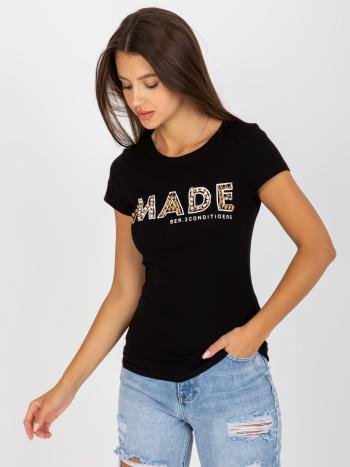 ČERNÉ TRIČKO S NÁPISEM MADE EM-TS-18695.13P-BLACK Velikost: M/L