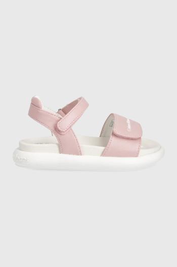 Dětské sandály Calvin Klein Jeans růžová barva