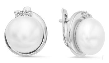 JVD Elegantní perlové náušnice se zirkony SVLE0914XH2P100
