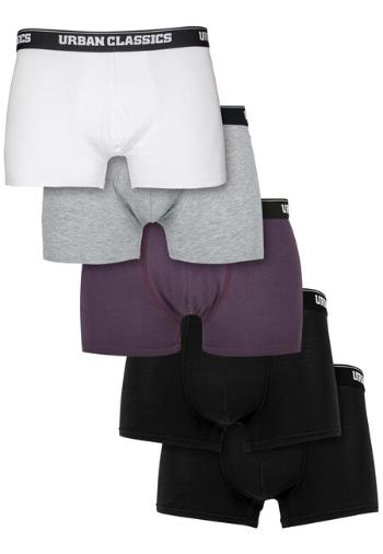 Urban Classics Organic Boxer Shorts 5-Pack purplenight+grey+wht+blk+blk - XXL