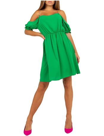 Zelené mini šaty s řasenými rukávy vel. ONE SIZE