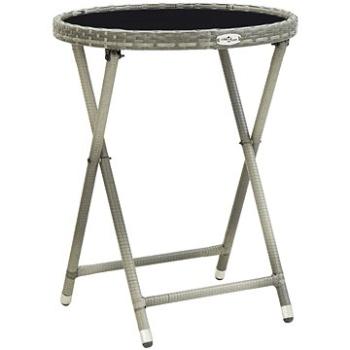  Čajový stolek šedý 60 cm polyratan a tvrzené sklo (46204)
