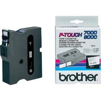 Brother TX-241, 18mm x 15m, černý tisk / bílý podklad, originální páska