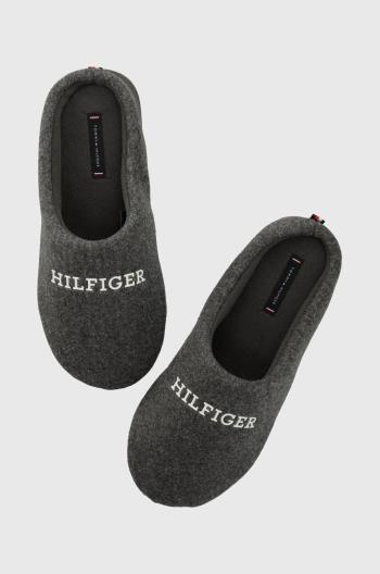 Pantofle Tommy Hilfiger HILFIGER WARM FELT HOMESLIPPER šedá barva, FM0FM04768