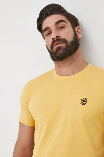 Bavlněné tričko Selected Homme oranžová barva, s aplikací