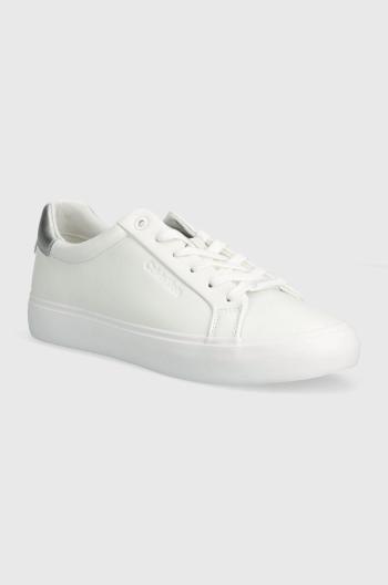 Kožené sneakers boty Calvin Klein VULCANIZED LACE UP LTH bílá barva, HW0HW02134