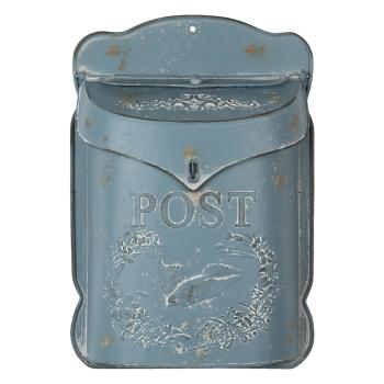 Modrá retro poštovní schránka s ptáčkem - 26*8*39 cm 6Y4239