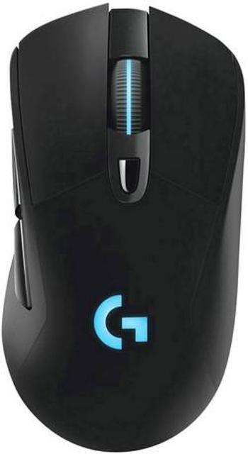 Optická herní myš Logitech Gaming G703 Lightspeed 910-005640, s podsvícením, lze znovu nabíjet, bezdrátové nabíjení, úprava hmotnosti, černá