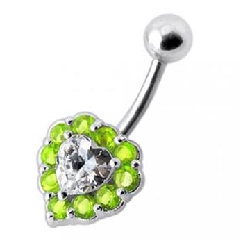 Šperky4U Stříbrný piercing do pupíku - srdce - BP01033-G