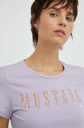 Bavlněné tričko Mustang fialová barva