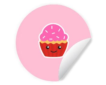 Samolepky kruh Kawaii cupcake