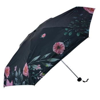 Černý skládací deštník do kabelky s květy - Ø 92*54 cm JZUM0038