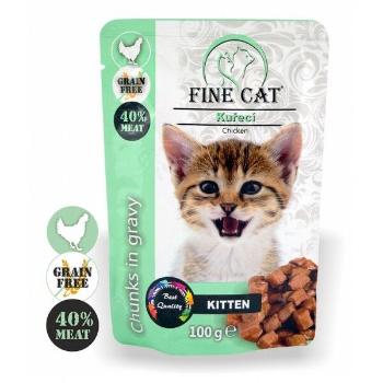 FINE CAT kapsička  100 GF Kitten, kuřecí v omáčce - FINE CAT kapsička grain free 100 g Kitten
