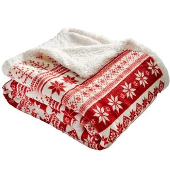 Top deka beránek 150×200 - Vánoční hvězda červená (LDB14)
