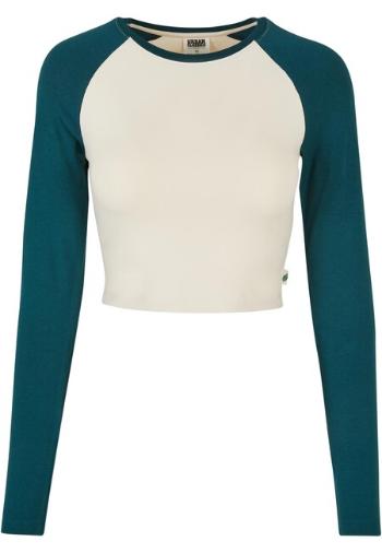 Urban Classics Ladies Organic Cropped Retro Baseball Longsleeve whitesand/jasper - XL