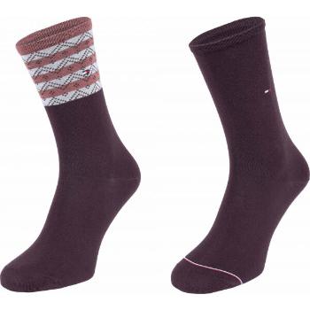 Tommy Hilfiger WOMEN SEASONAL TENCEL SOCK 2P FOLK STRIPE Dámské ponožky, hnědá, velikost 39-42