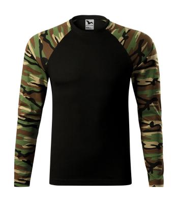 MALFINI Maskáčové tričko s dlouhým rukávem Camouflage LS - Maskáčová hnědá | XXXL