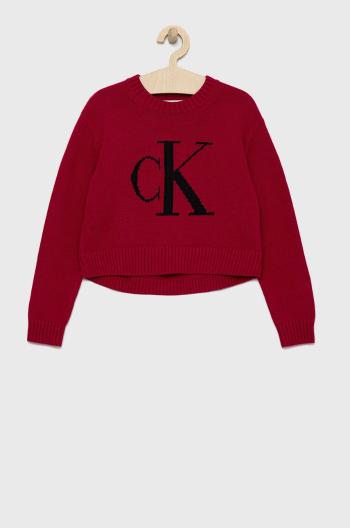 Dětský bavlněný svetr Calvin Klein Jeans růžová barva, lehký