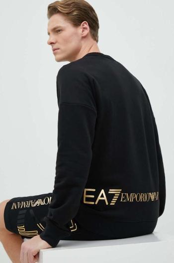 Mikina EA7 Emporio Armani pánská, černá barva, s potiskem