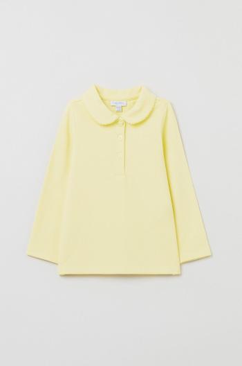 Dětská bavlněná košile s dlouhým rukávem OVS žlutá barva, s límečkem