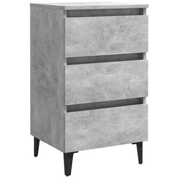 Noční stolek s kovovými nohami betonově šedý 40 × 35 × 69 cm (805913)