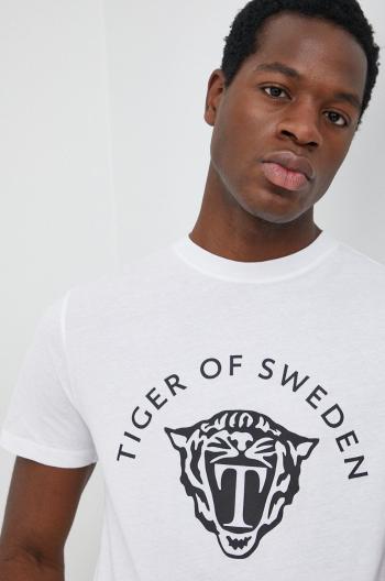 Bavlněné tričko Tiger Of Sweden bílá barva, s potiskem