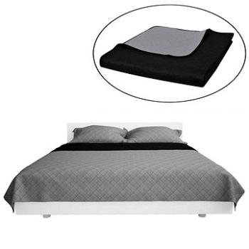 Oboustranný prošívaný přehoz na postel černo-šedý 170 × 210 cm