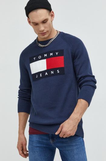 Bavlněný svetr Tommy Jeans pánský, tmavomodrá barva, lehký
