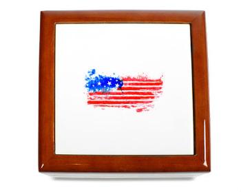 Dřevěná krabička USA water flag