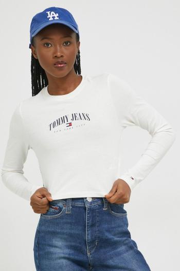 Bavlněné tričko s dlouhým rukávem Tommy Jeans béžová barva