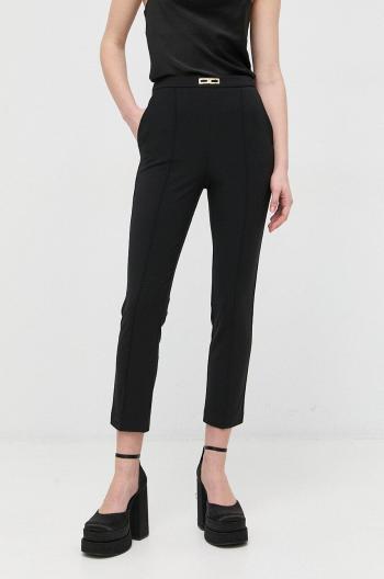 Kalhoty Elisabetta Franchi dámské, černá barva, přiléhavé, medium waist