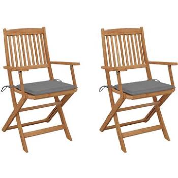 Skládací zahradní židle s poduškami 2 ks masivní akáciové dřevo, 3064591 (3064591)