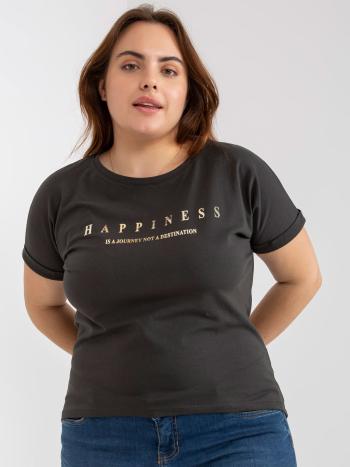 KHAKI PRODLOUŽENÉ TRIČKO "HAPPINESS" RV-TS-7776.02P-KHAKI Velikost: ONE SIZE