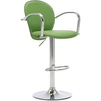 Barová stolička s područkami zelená umělá kůže (249699)