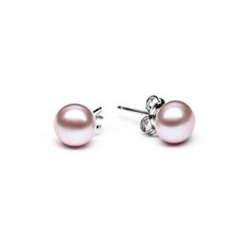 GAURA Perlové náušnice – růžovofialové přírodní perly 7,5-8 mm - GA1000V-08
