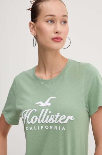 Bavlněné tričko Hollister Co. zelená barva, KI357-3284